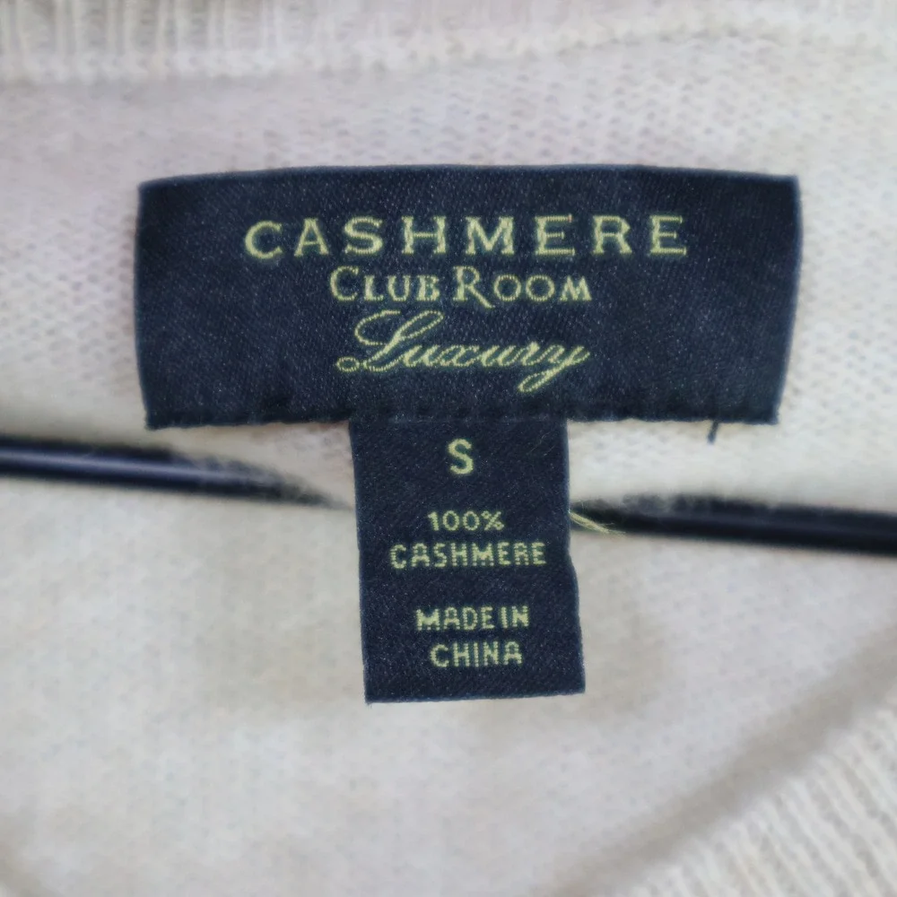 Club Room Luxury V-Neck Cashmere Sweater Small Oatmeal Soft‎ Minimalist Neutral